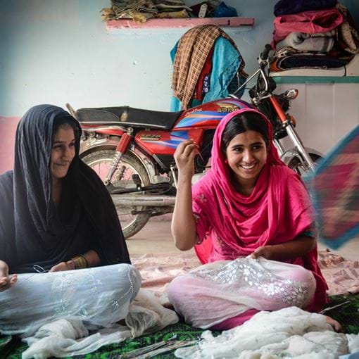 women sewing, Pakistan