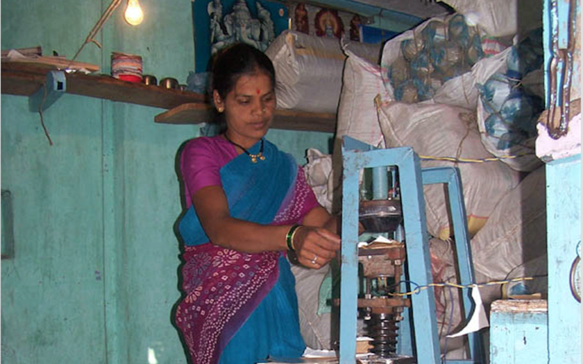 woman working with machine