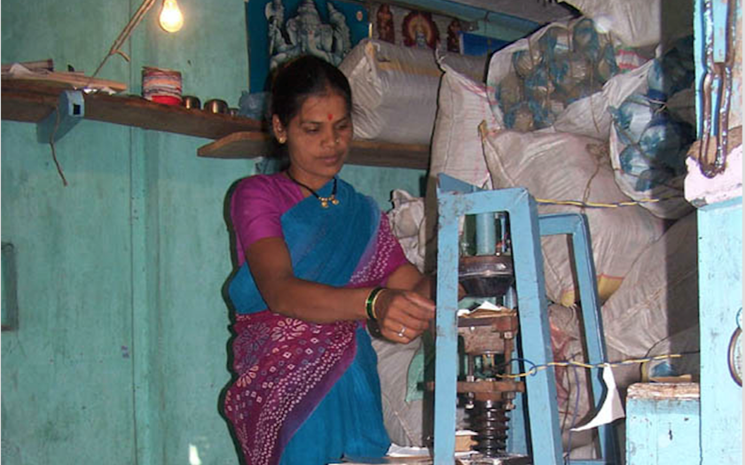 woman working with machine 