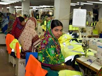 Bangladeshi Garments Workers One Woman Looking Back Over Shoulder